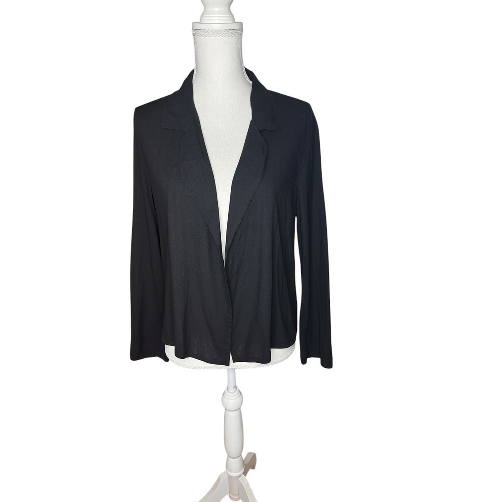 Aritzia Wilfred Free Black Open Front Linen Blend Lightweight Blazer Small